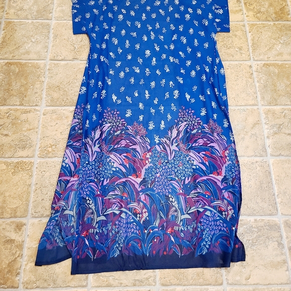 Vintage 70s Dress with Sheer Kimono Chiffon Wrap Floral - Picture 6 of 11